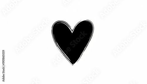 Black heart symbol with white outline on plain background representing love and affection