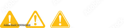 Triangular warning sign icon with exclamation mark, danger alert and caution symbol.