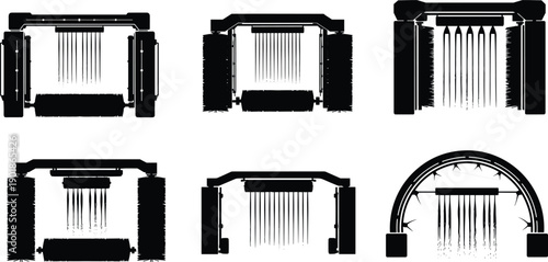 Black and white loom with varying brush textures looms weaving textile fabric