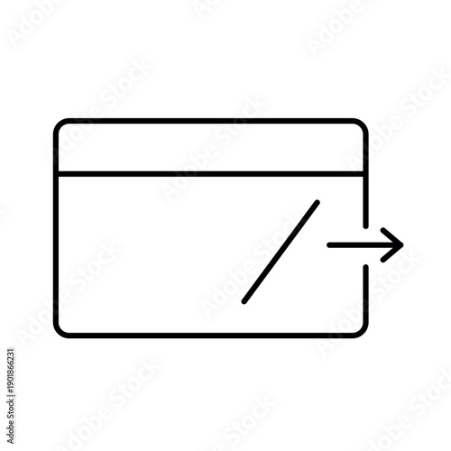 A vector icon representing a removed user, shown with a diagonal line and right-pointing arrow, created in line style with editable stroke