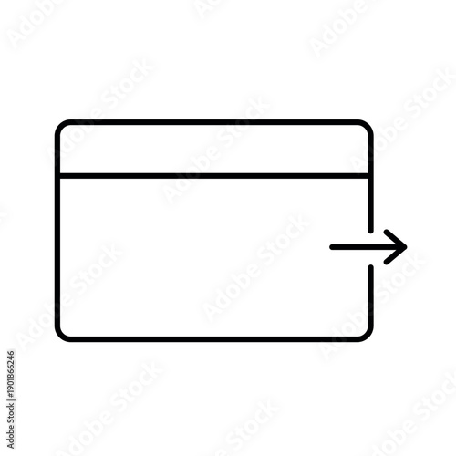 A vector icon representing revoked access, with a right-pointing arrow exiting the card, created in line style with editable stroke