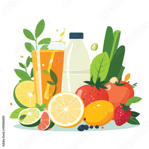 glass of juice with lemon and lime