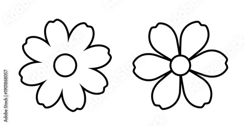 Set of Simple flower coloring page outlines.
Cute hand-drawn flower outline clipart.
Easy flower coloring templates for children. for kids. svg.