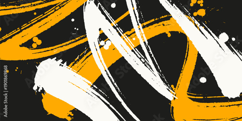 Minimal Japanese style vector banner with flowing ink brush stroke, inspired by sumi-e calligraphy, zen aesthetics and traditional Asian art.