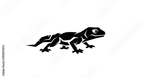 Black lizard silhouette isolated on white