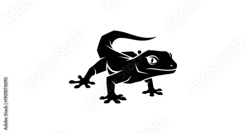 Black lizard silhouette isolated on white