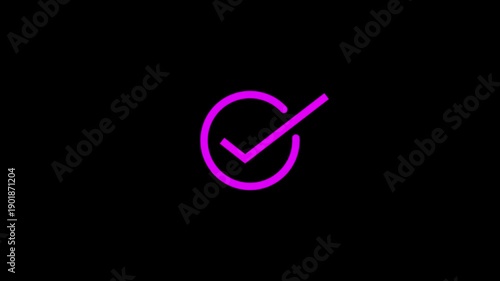 Animation of a checkmark icon in a  circle on a black background