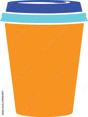 Illustration of a colorful disposable coffee cup with lid isolated