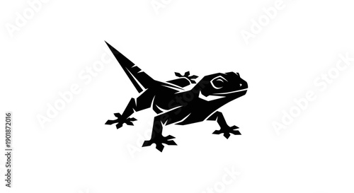 Black lizard silhouette on white background