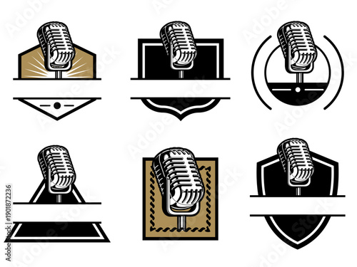 Badge Classic Mic Frames Radio Logo
