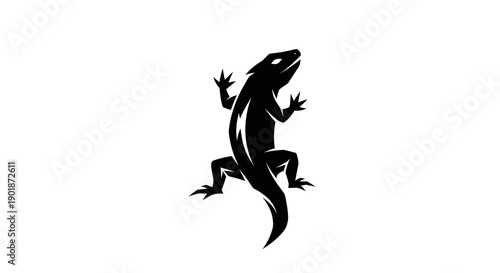 Black lizard silhouette on white background