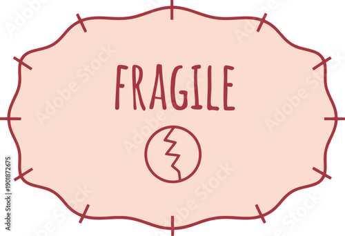 Fragile Label Vector Icon with Broken Glass Symbol for Shipping and Packaging Safety