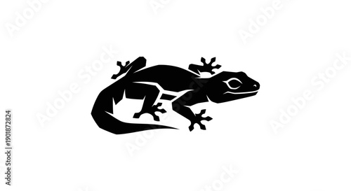 Black lizard silhouette on white background