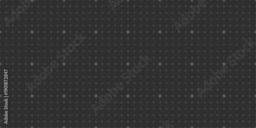 Dark Grid Pattern Background with White Dots and Plus Signs Technical Blueprint Minimalist Vector Wall