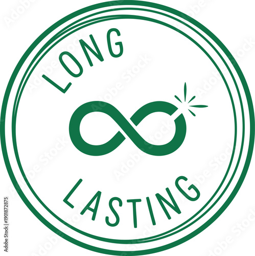Green Long Lasting Infinity Symbol Badge for Durability and Endurance Product Labeling