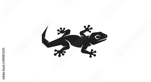 Black lizard silhouette on white background
