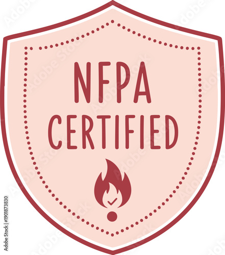 NFPA Certified Badge Icon – Fire Safety Certification Shield Emblem for Compliance and Protection