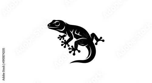 Black lizard silhouette on white background