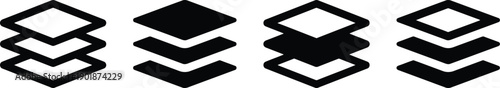 Layer icons representing stacking and organization of files and documents with different shapes and arrangements for design and software