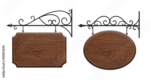 アイアンと木のヨーロッパ調のアンティーク看板