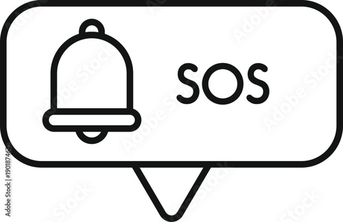 Bell icon and sos text in a chat bubble for urgent communication