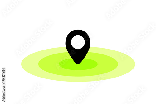 位置を示すマップピンと波紋のイラスト｜現在地・目的地・ターゲット・注目点を表すシンプルなアイコン素材