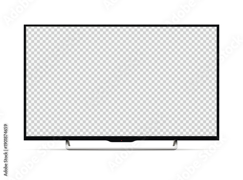 Smart tv mockup. Front view with empty screen on white background.