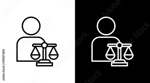 Lawyer White Icon Set Vector 
