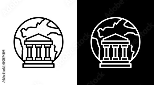 Government White Icon Set Vector 