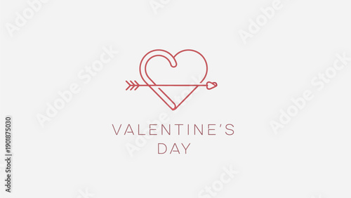 Modern line art heart icon with cupid's arrow, symbolizing deep romantic love and affection, perfect for Valentine's Day festivities and expressions of devotion
