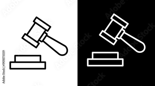 Auction White Icon Set Vector 