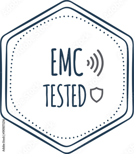EMC Tested Badge Icon – Electromagnetic Compatibility Certification Label for Electronics Compliance