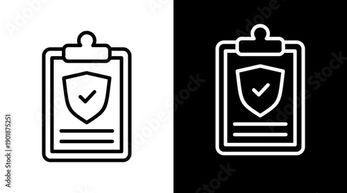 Insurance Policy White Icon Set Vector 
