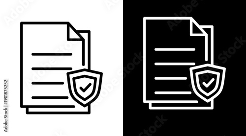 Policy White Icon Set Vector 