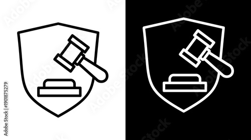 Law White Icon Set Vector 