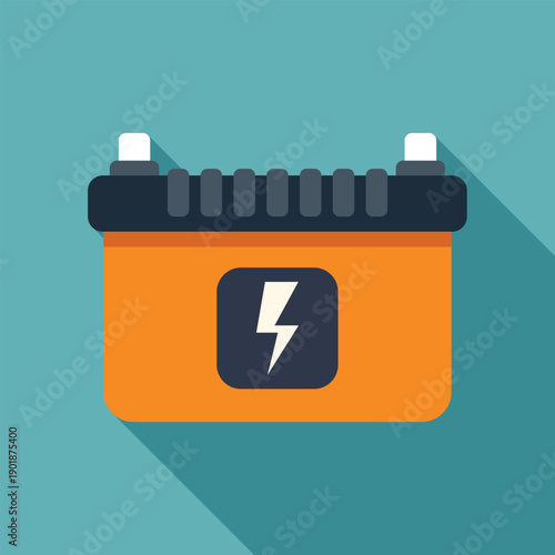 Car battery icon with lightning symbol showing automotive power and electricity