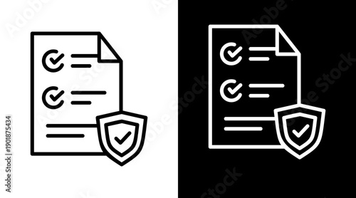 Insurance White Icon Set Vector 