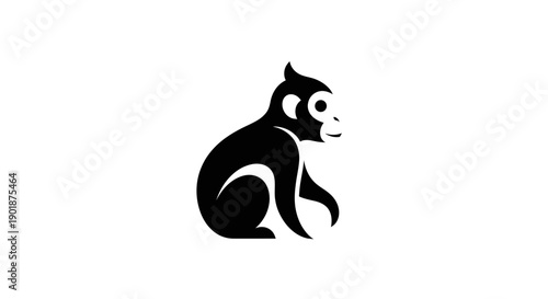 Black monkey silhouette on white background