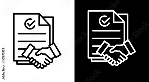 Agreement White Icon Set Vector 