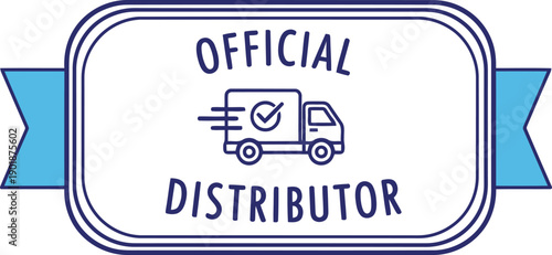 Official Distributor Badge Icon with Delivery Truck and Check Mark for Business Certification