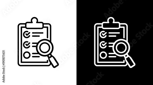 Audit White Icon Set Vector 