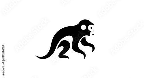 Black monkey silhouette on white