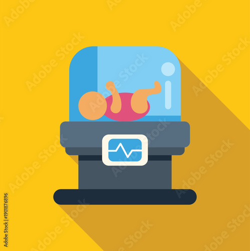 Premature baby boy receiving medical attention inside an incubator