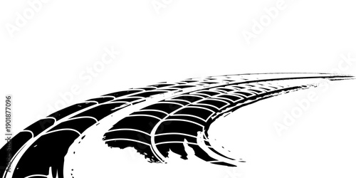 Auto tire tread grunge element. Car and motorcycle tire pattern, wheel tyre tread track. Black tyre print.
