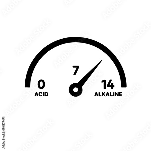 icon of a pH scale range from 0 to 14. This iconic representation focuses on the fundamental spectrum of acidity and alkalinity, making it a perfect universal symbol for chemical balance and pH testin