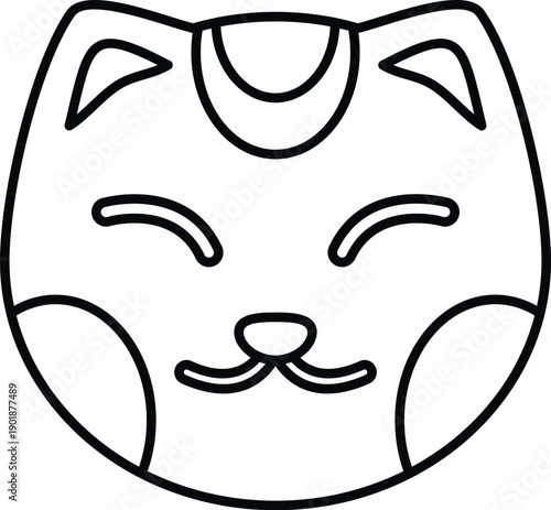 Maneki neko lucky cat head for good fortune and welcoming concepts