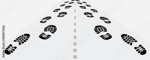 footprint shoe sole tracking path on transparent background, shoe footprint path vector illustration