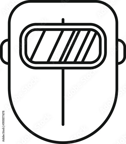 Welding mask outline icon symbolizing worker personal protective equipment