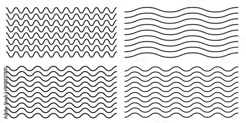 Waves line set. Wave ornament pattern. Set of wavy zigzag lines. Wave thin line background. Vector zigzag and wavy horizontal underline. Vector