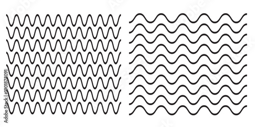 Waves line set. Wave ornament pattern. Set of wavy zigzag lines. Wave thin line background. Vector zigzag and wavy horizontal underline. Vector